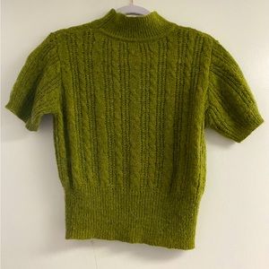 Mock neck short-sleeved sweater